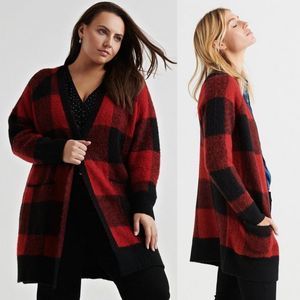 Lucky Brand Buffalo Plaid Wool Cardigan XL